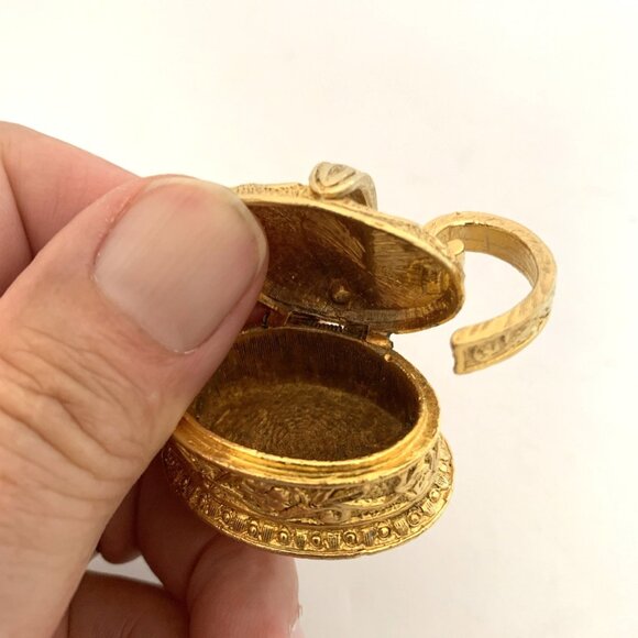 Corday Solid Perfume Empty Compact Le Pot D'Or Gold Tone Toujours Moi Watering - Picture 6 of 7